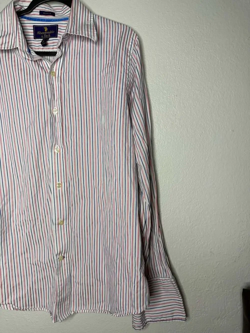 Abercrombie & Fitch Muscle Fit Striped Long Sleeve Button Down Shirt XXL